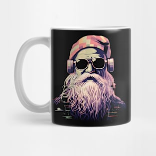 Modern Santa Claus with sun glasses and headphone. Mug